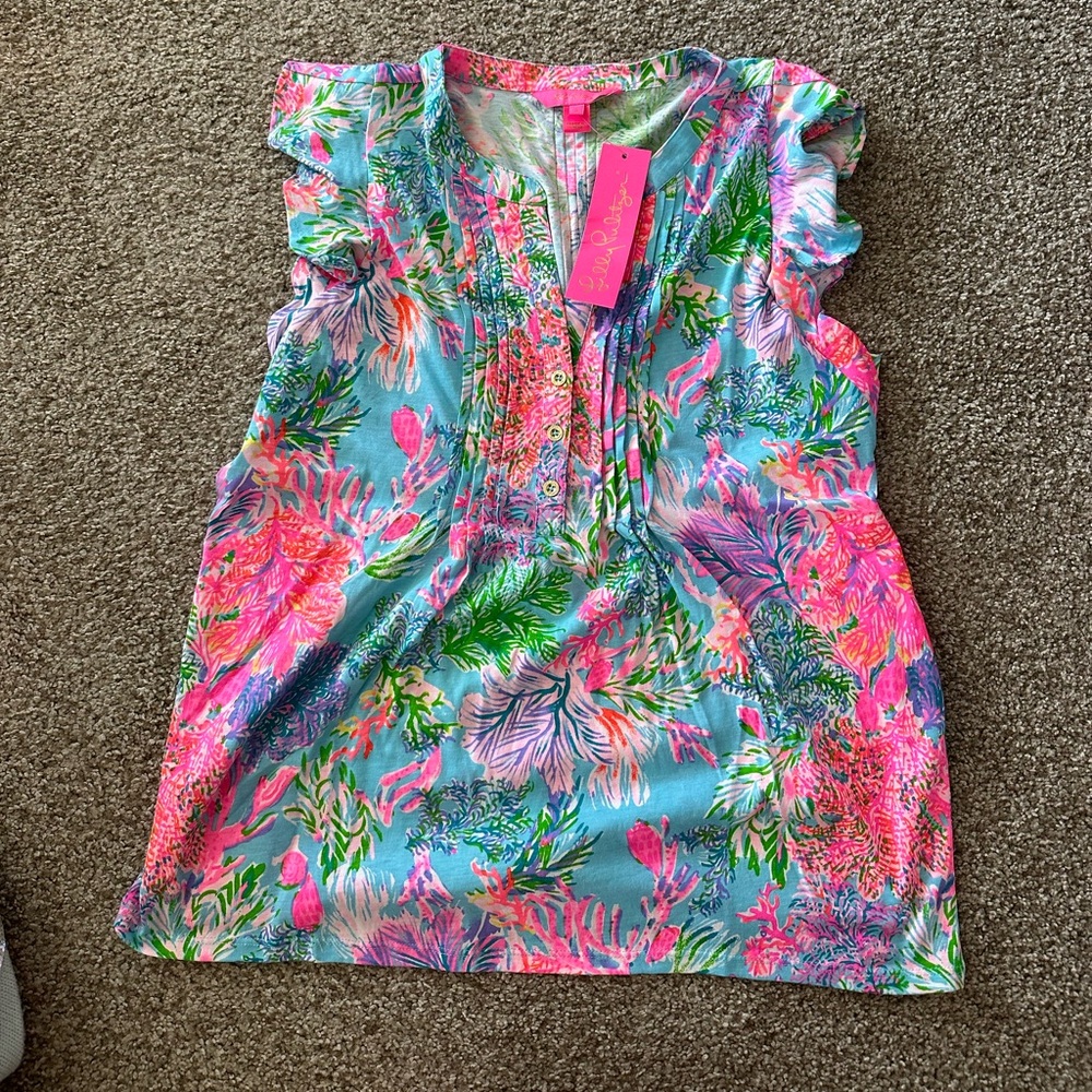 NWT Lilly Pulitzer Celestial Blue Kay to My Heart Golda top